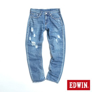 EDWIN 男款 BASIC花洗直筒牛仔褲(石洗藍)