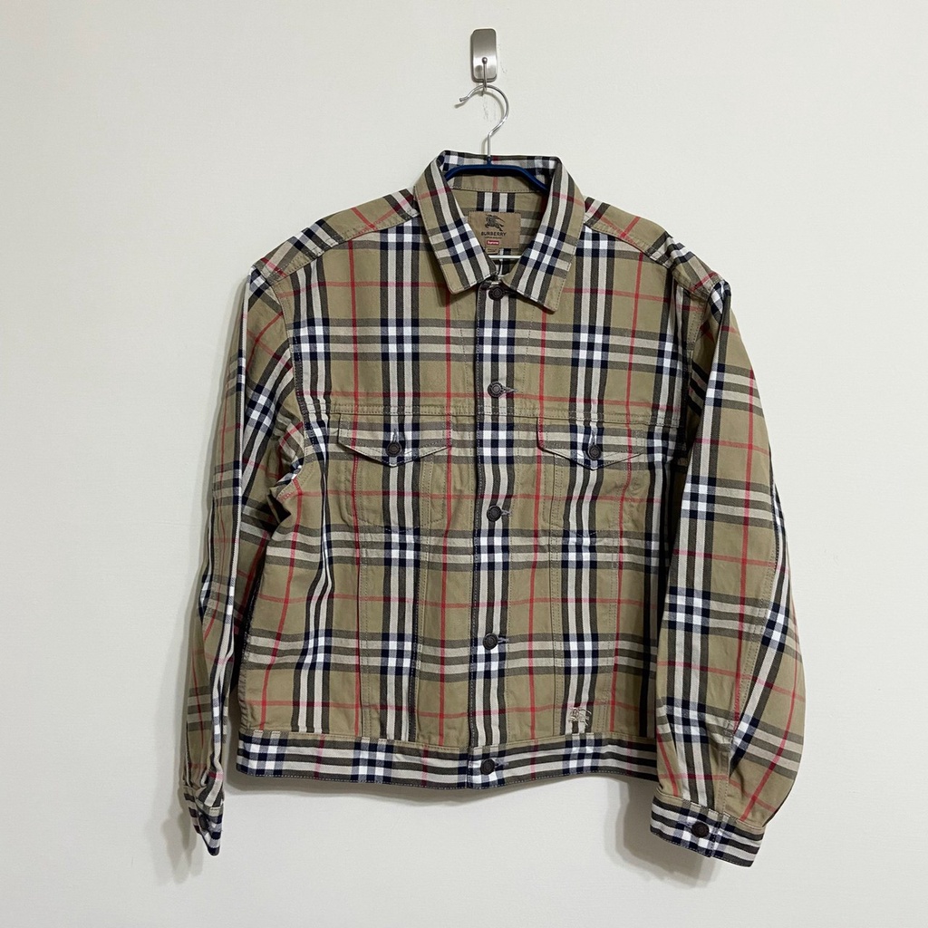 【CPSHOP】Supreme x Burberry 22ss 格紋戰馬牛仔外套 棕色 精品代購 正品代購