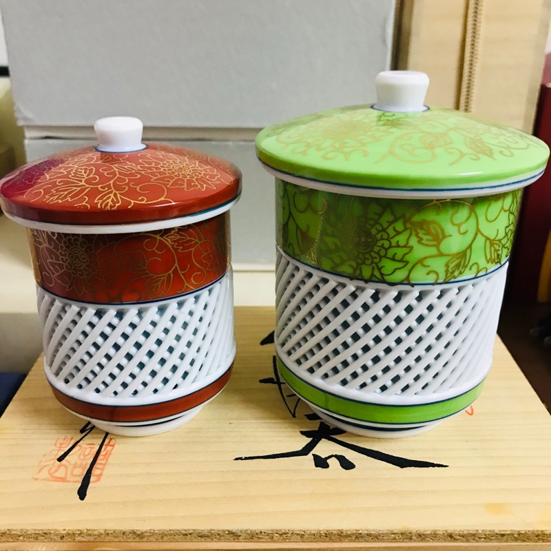 日本有田燒手工陶瓷杯 湯吞杯 茶杯 茶具 杯蓋組 藝術品 裝飾品/兩入木盒裝