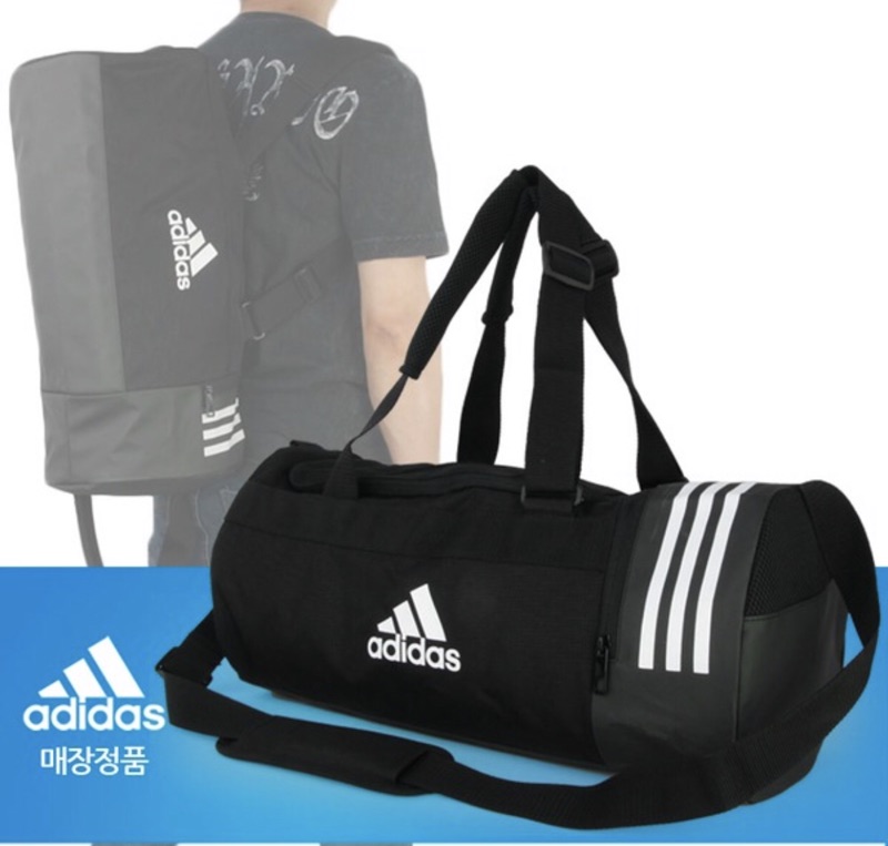 ADIDAS CVRT 3S DUF BAG S 黑色/藍色三條線旅行袋健身包CG1532黑/DM7784藍| 蝦皮購物