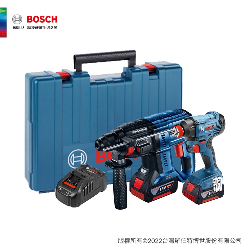 BOSCH 博世 18V 免出力鎚鑽_衝擊板手雙機組 GBH 180-LI+GDX 180-LI (4.0Ahx2)