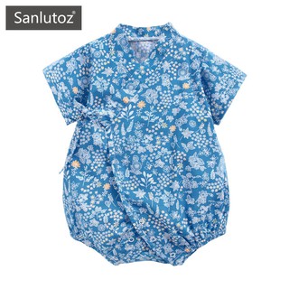Sanlutoz 日式碎花印花嬰幼兒和服綁帶浴衣包屁衣 時尚夏日休閒 短袖純棉
