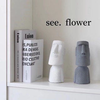 【SEE✿ FLOWER】北歐現代簡約ins侘寂風石像人物擺件書桌酒櫃家居裝飾品創意擺設 北歐石像裝飾創意花盆花瓶擺件家