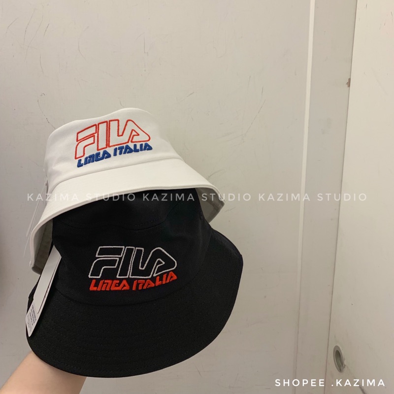 Kazima Fila Logo 漁夫帽 帽 帽子 遮陽帽 防曬帽 黑 黑色 白 白色 黑白