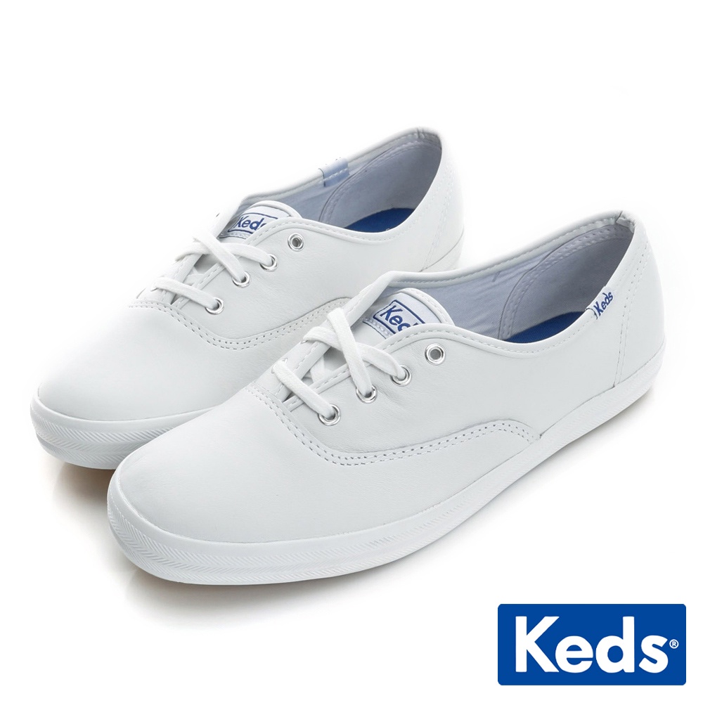 【Keds】CHAMPION 品牌經典皮革休閒鞋小白鞋-白 (9191W110015)