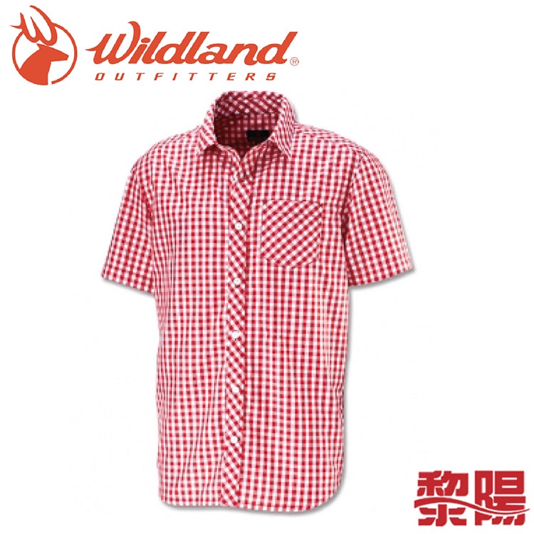 Wildland 荒野 11210 小格紋短袖抗UV襯衫 男款 (紅) 抗UV/吸濕排汗/休閒登山健行 11W11210