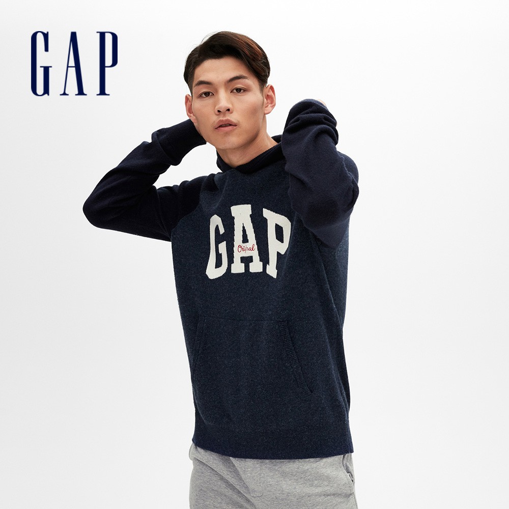 Gap 男裝 Logo長袖帽T-海軍藍色(474796)