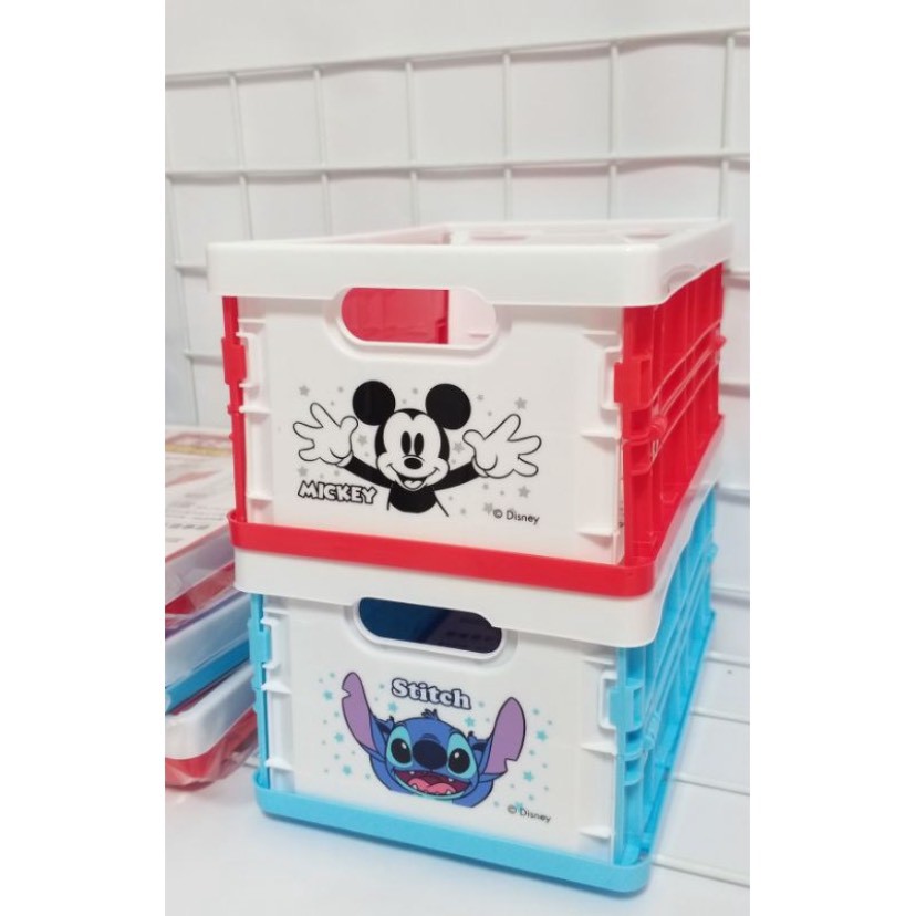 現貨  ⭐️迪士尼摺疊收納盒 正版授權 M款 摺疊 收納 可堆疊 台灣製 米奇 史迪奇 置物櫃 收納箱 工具箱 置物盒