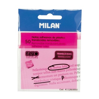 MILAN半透明便利貼_螢光粉_76mm_50張