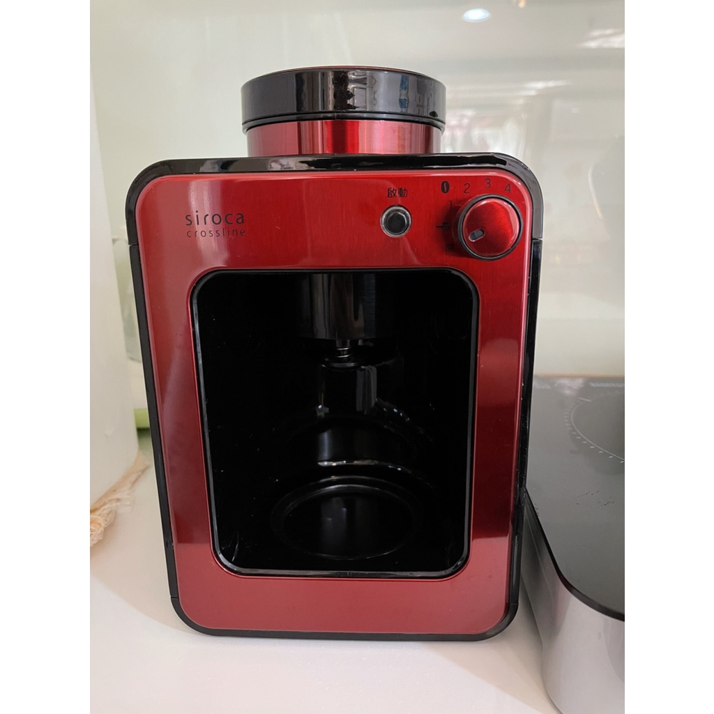 日本siroca crossline 自動研磨悶蒸咖啡機-紅 SC-A1210R (二手) 缺少玻璃茶壺