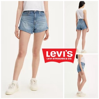 美國🇱🇷正版Levi's women high waisted mom shorts 高腰牛仔反折短褲！水洗藍色/白色