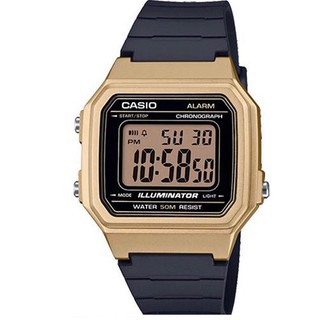 【CASIO】方形機能簡潔電子錶-金框(W-217HM-9A)正版宏崑公司貨