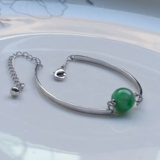嗨，寶貝銀飾珠寶* 翡翠飾品☆925純銀鍍白金 保證緬甸玉A貨 冰種飄陽綠翡翠 純銀手鍊 手環