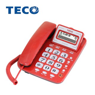TECO 東元 大字鍵來電顯示 有線電話XYFXC107 (貴族紅) 可調整螢幕角度