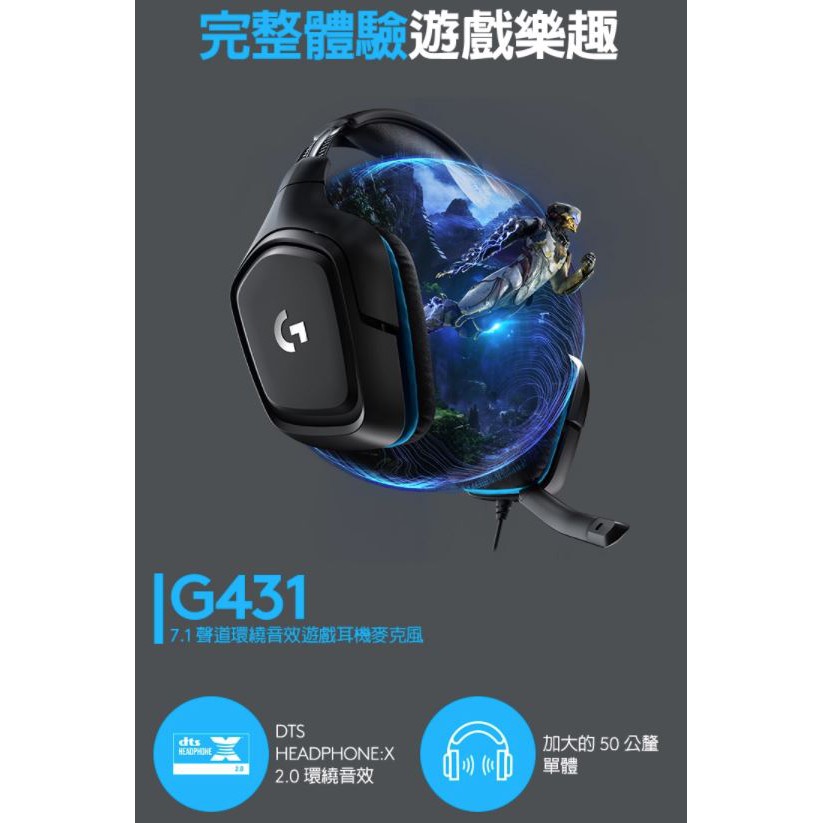 公司貨 全新 Logitech 羅技G431 7.1聲道 環繞音效 電競 耳機 麥克風 頭戴式