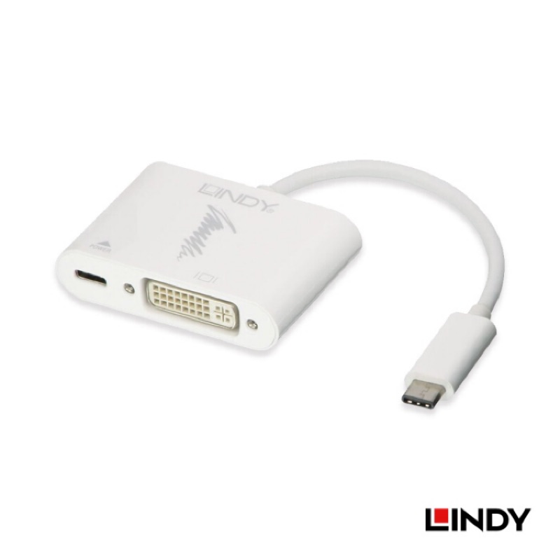 停產 德國 LINDY 林帝 主動式 USB3.1 Type-C to DVI 轉接器 帶PD功能(43195)