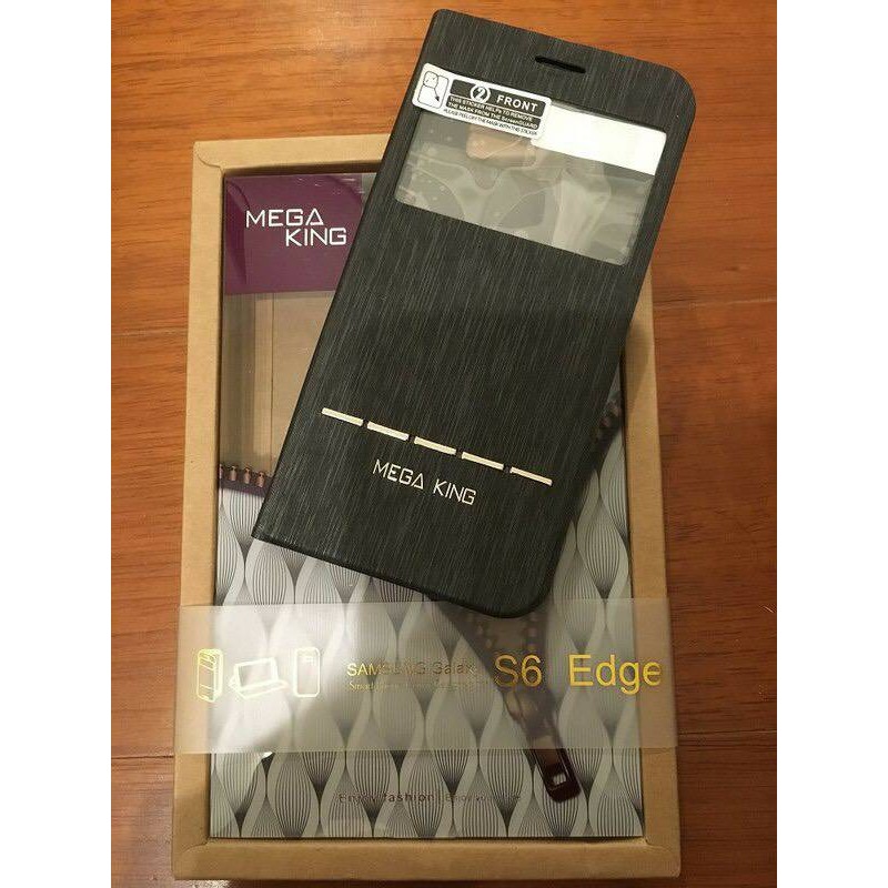 Samsung Galaxy S6 Edge三星滑動側掀皮套-黑灰色