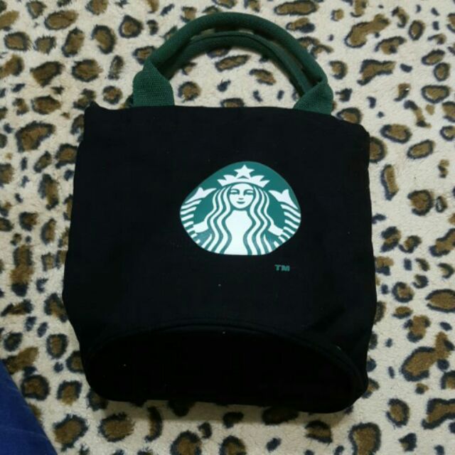 Starbucks帆布包/黑色圓桶手提袋