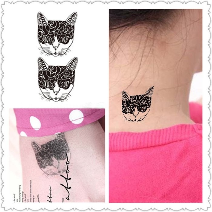 貓咪頭 K43【WAWA TATTOO】男女防水紋身貼紙微刺青貼紙