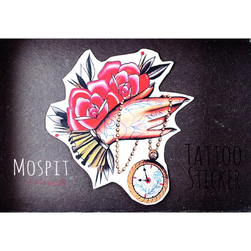 ➰MOSPIT➰美式刺青貼紙 老學校刺青 old school tattoo 玫瑰與懷錶