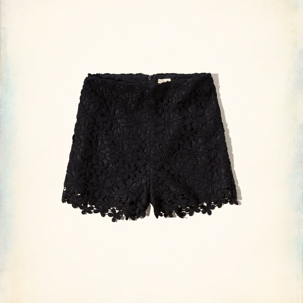 Hollister 女生 蕾絲 短褲 黑色 蕾絲短褲 休閒短褲 正品 HCO D0528