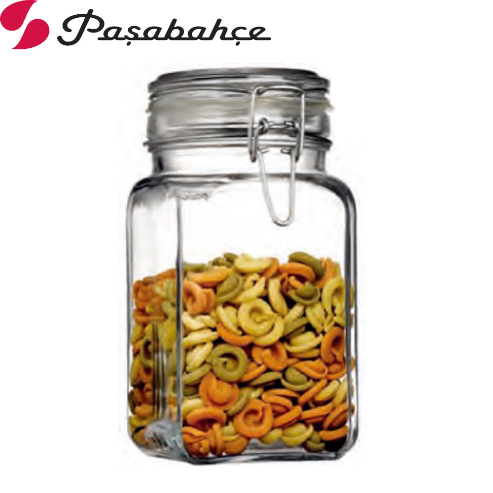 Pasabahce玻璃密封方形儲物罐1300cc