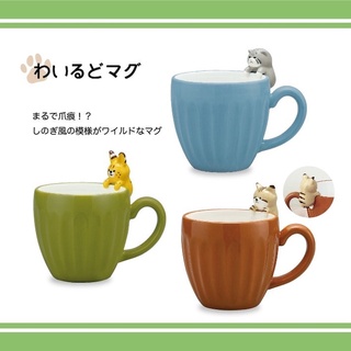 【現貨-日本DECOLE】貓科家族 陶瓷馬克杯 小湯匙 馬克杯 咖啡杯 兔猻 藪貓 沙漠貓 200ml