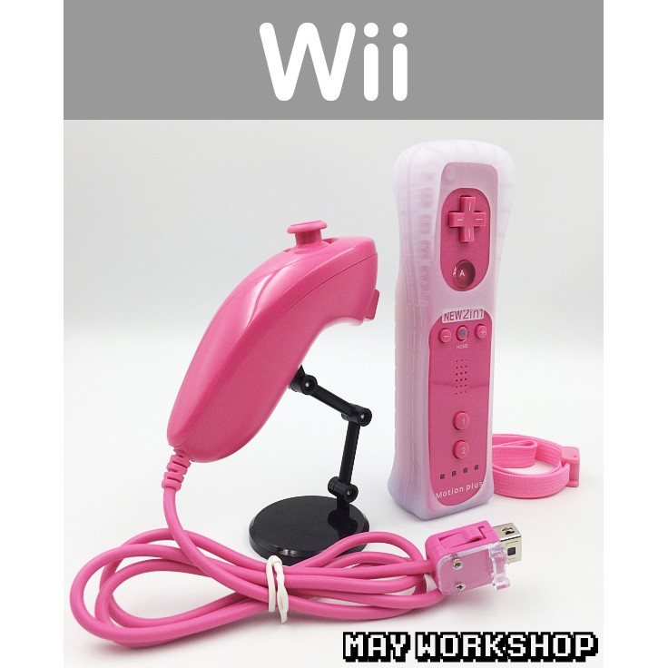 現貨wii U Wii 新版左右手手把控制器套組粉紅色副廠全新品內建動感強化器加速器 May 蝦皮購物