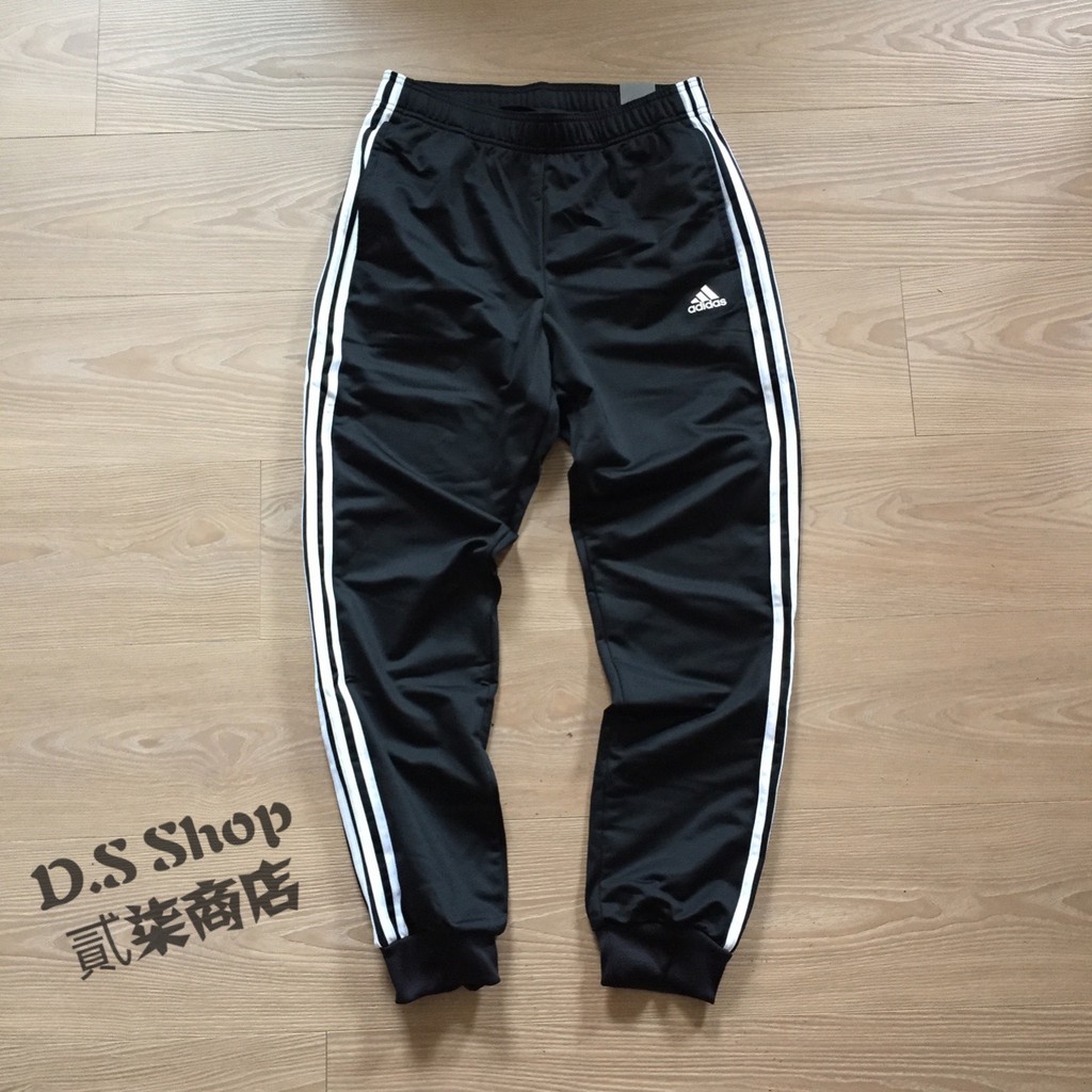 (D.S) Adidas ESS 3S TRICOT 男款 黑色 三條線 縮口 長褲 三線褲 基本款 BK7396