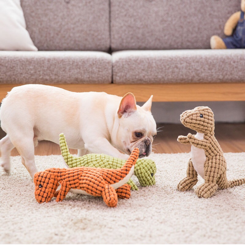 【PetBaby寵物精靈】發聲恐龍磨牙耐咬狗玩具 毛絨寵物狗狗玩具 玉米絨發聲恐龍