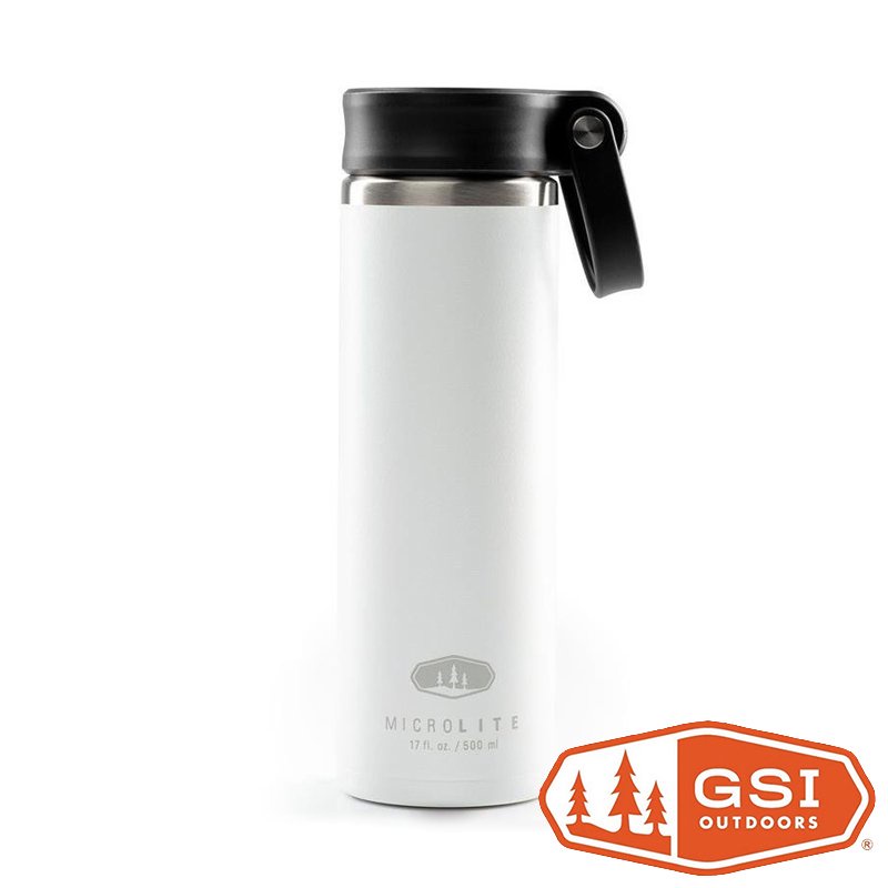 【GSI】Microlite TWIST 輕量不鏽鋼保溫瓶 0.5L 提環『白色』G67189