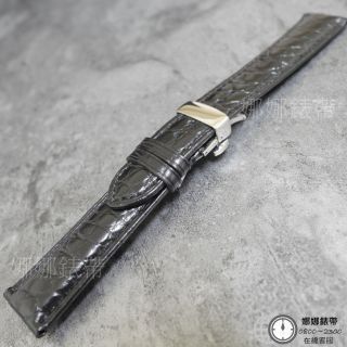 娜娜錶帶 快速出貨 鱷魚皮錶帶 18mm 19mm 20mm 21mm 22mm 真皮錶帶 鱷魚皮 手工錶帶 黑色