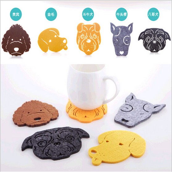 「現貨」巴哥寵物杯墊-毛毡杯垫 隔熱墊、個性創意、萌系列-可愛防滑