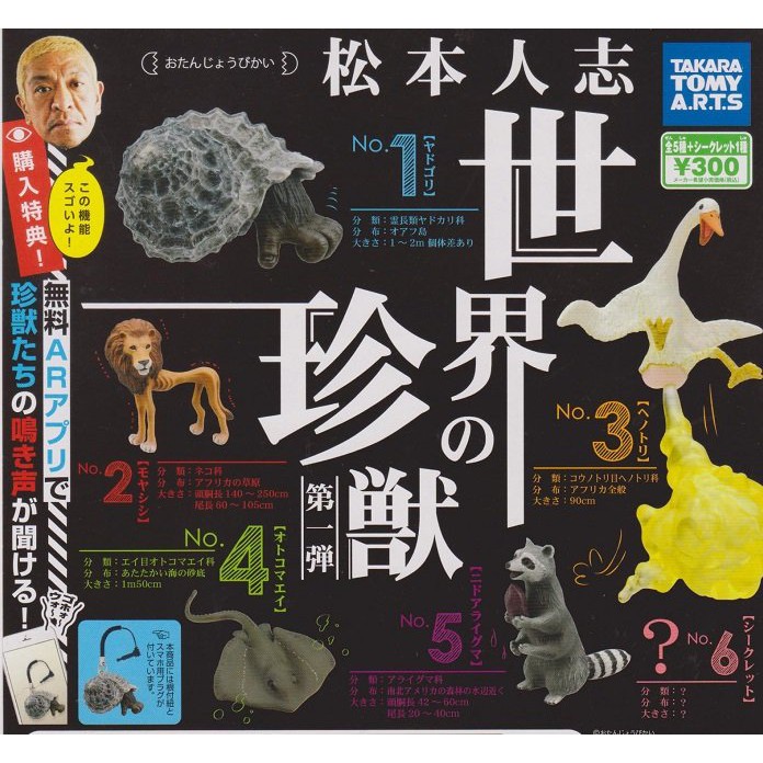 日玩獵人 T Aras 轉蛋 松本人志世界珍獸模型v1 全5種整套販售 蝦皮購物