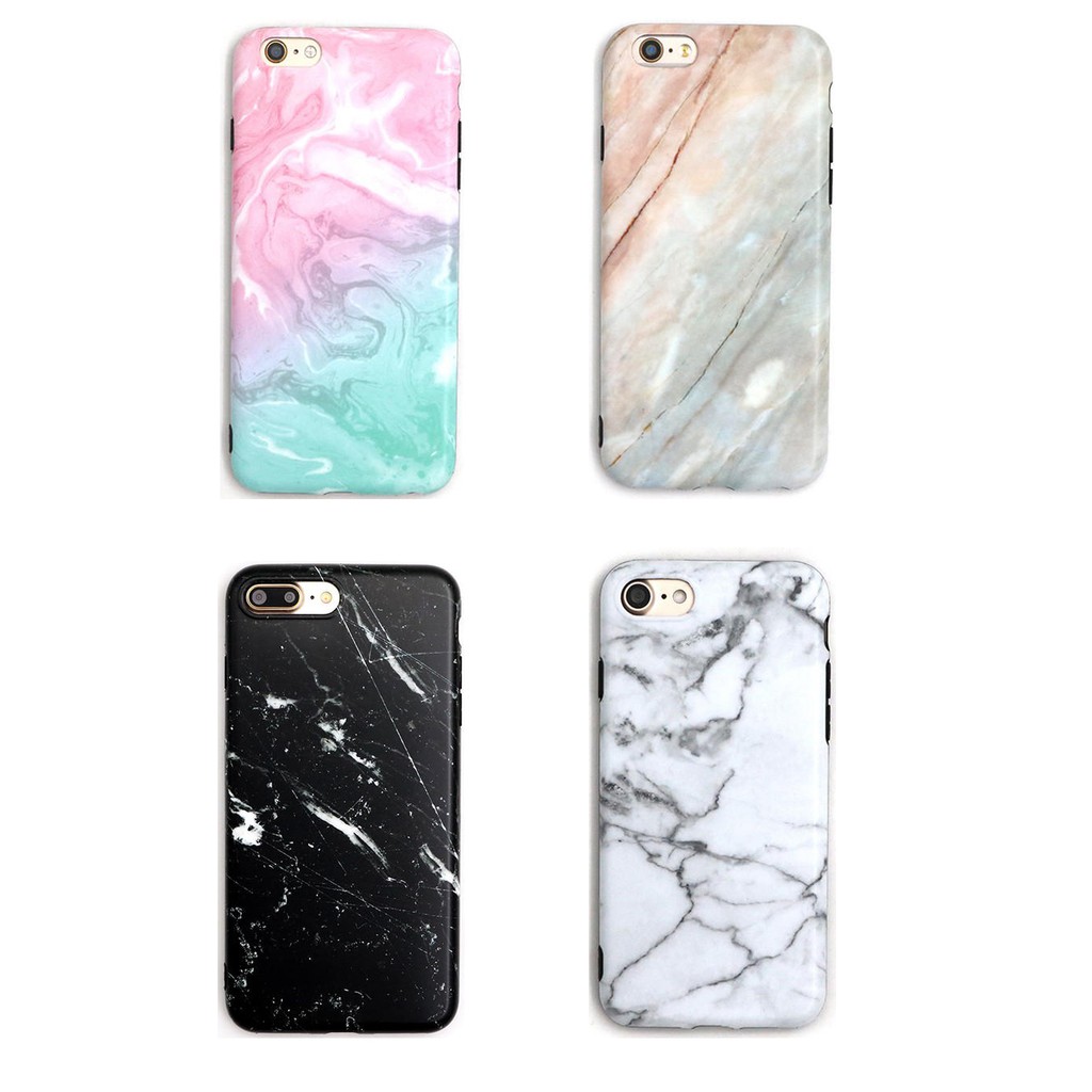 保護殼適用於iphone 6 6s I7 I8 7plus 8plus Ix 6plus韓風簡約大理石黑邊殼手機殼 蝦皮購物
