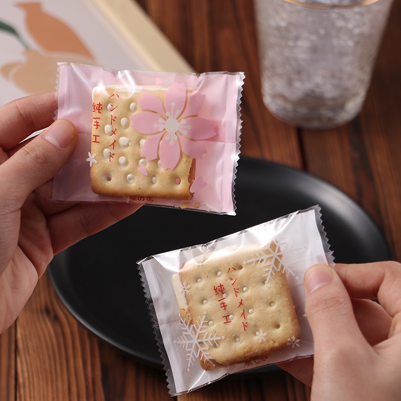 日式櫻花與雪花包裝袋/糖果袋 手工餅乾袋 糖果袋 餅乾袋 點心袋 雪Q餅包裝 烘焙包裝袋【Q83】露比小舖
