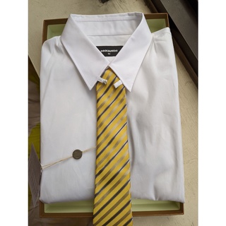 GIORGIO ARMANI頂級黑標全新真品義大利製銘黃色條紋真絲領帶--2.8折出清(不議價商品)