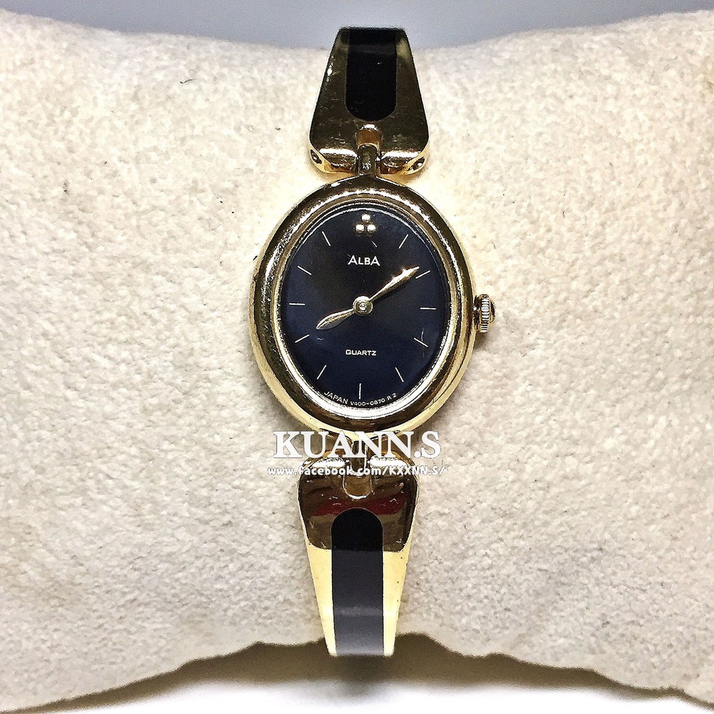 ::KUANN 於小飾::日本 SEIKO 精工 ALBA 雅柏 黑色 金錶 石英錶 手環錶 | 古董錶 復古錶 小錶