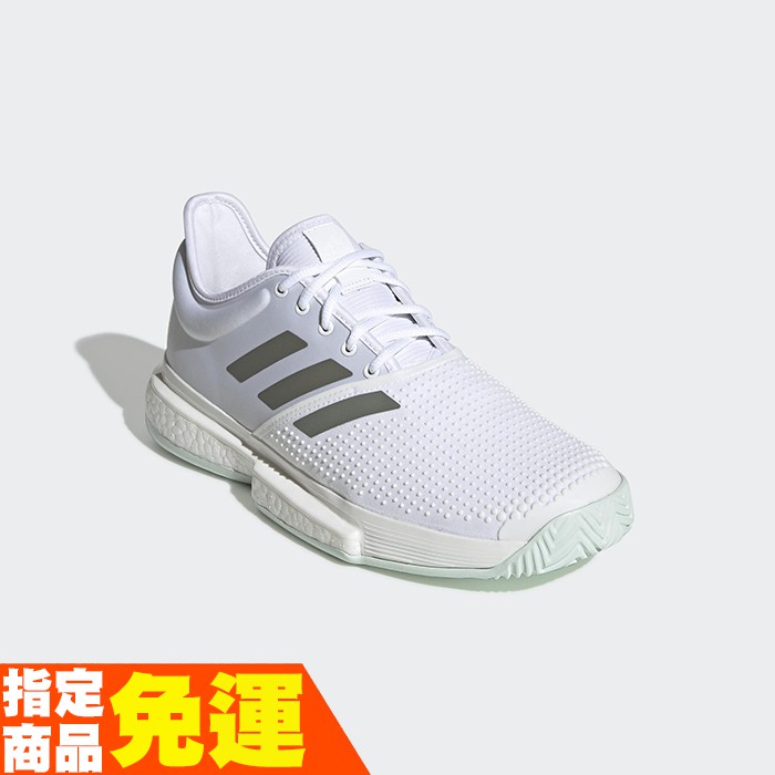 ADIDAS 男款網球鞋 SOLECOURT BOOST系列 職業球員御用款 EG1482 白灰 贈護腕 20SS