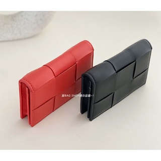 愛BAG SHOP 韓國正韓嚴選質感小牛皮革方塊編織BV真皮 多卡片夾 1750 共2色 OMNIA可放零錢