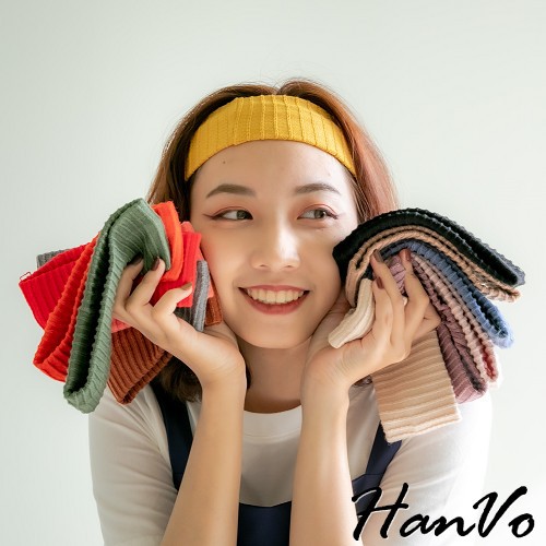 【HanVo】韓國素面針織髮帶 時尚百搭運動止汗瑜珈敷臉面膜追劇洗臉化妝 髮帶髮箍髮飾頭飾韓妞必備 女生配件 8036