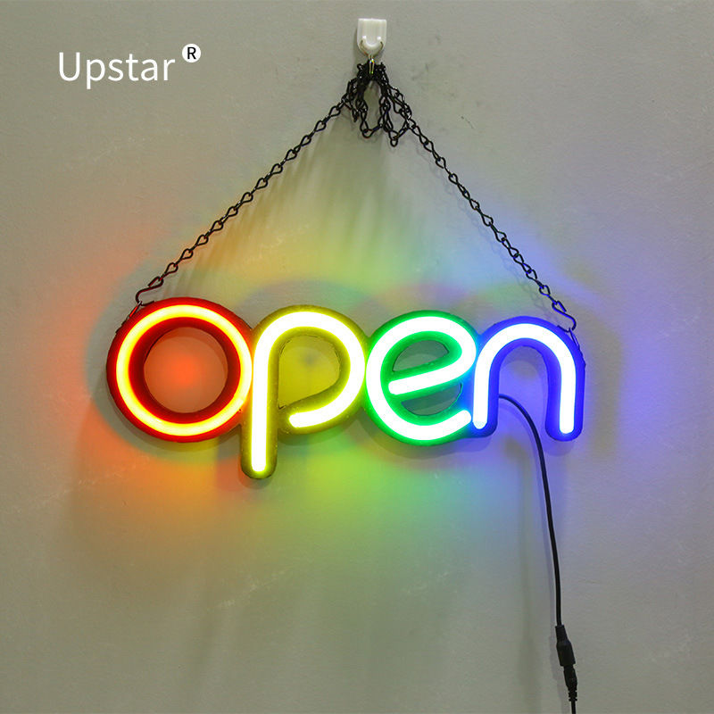 台灣110v電壓美規插頭裝飾燈led軟管酒吧霓虹燈字母發光管店名看板40 15cm Open牌 蝦皮購物