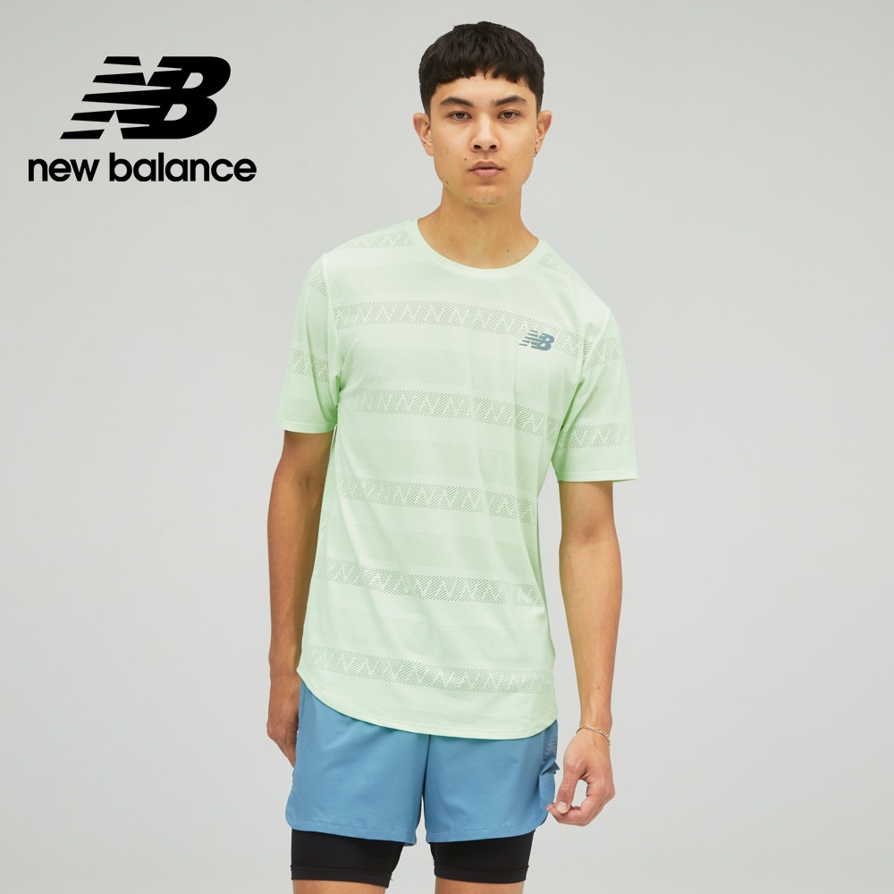 【New Balance】 NB 運動短袖上衣_男性_綠色_AMT13277VSG