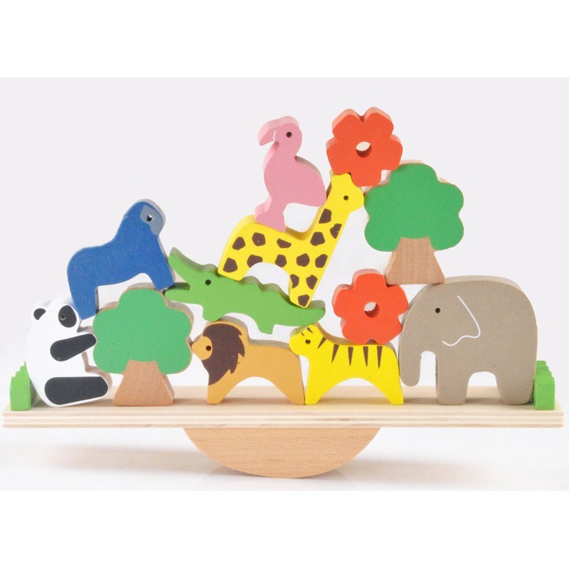 諾亞方舟Noah's ark動物蹺蹺板平衡積木遊戲 疊疊樂 益智木製玩具