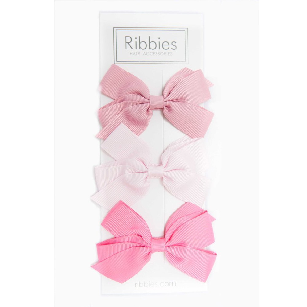 英國Ribbies 經典中蝴蝶結3入組-粉紅