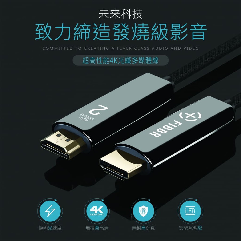 【原廠正式授權代理】菲伯爾 FIBBR Pure HDMI 2.0光纖纜線