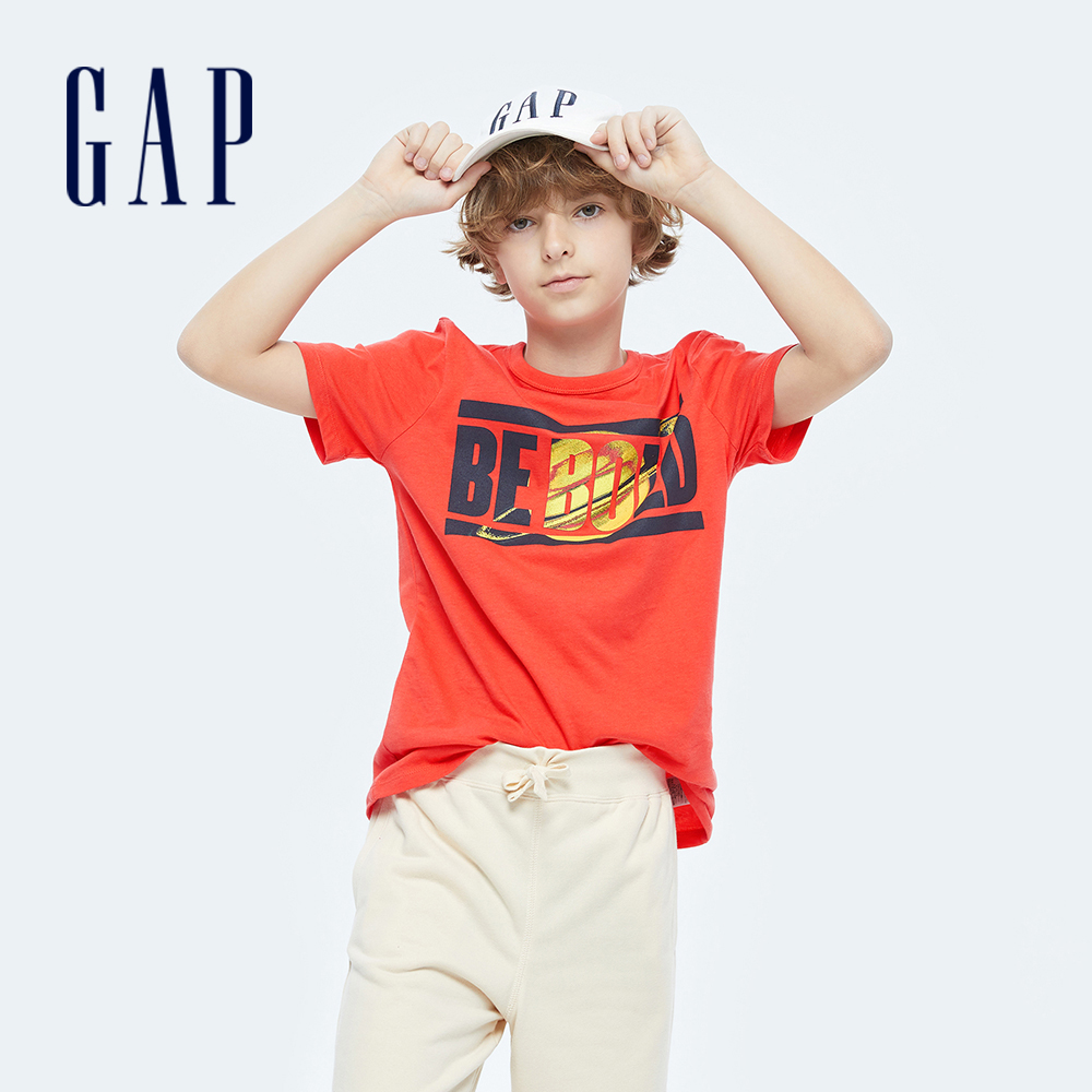 Gap 男童裝 活力純棉印花短袖T恤-紅色(697885)