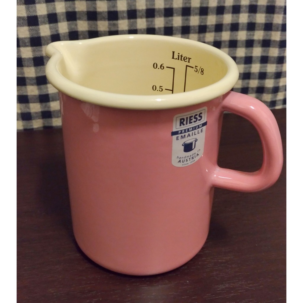 RIESS 奧地利琺瑯尖嘴量杯0.5L (粉紅色)