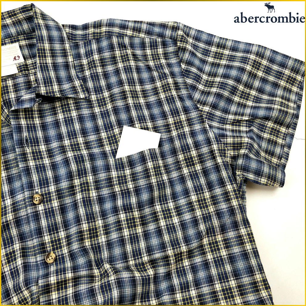 日本二手衣 Abercrombie &amp; Fitch 近新品 大尺碼 男L號 短袖 格紋襯衫 美國麋鹿A&amp;F O502A