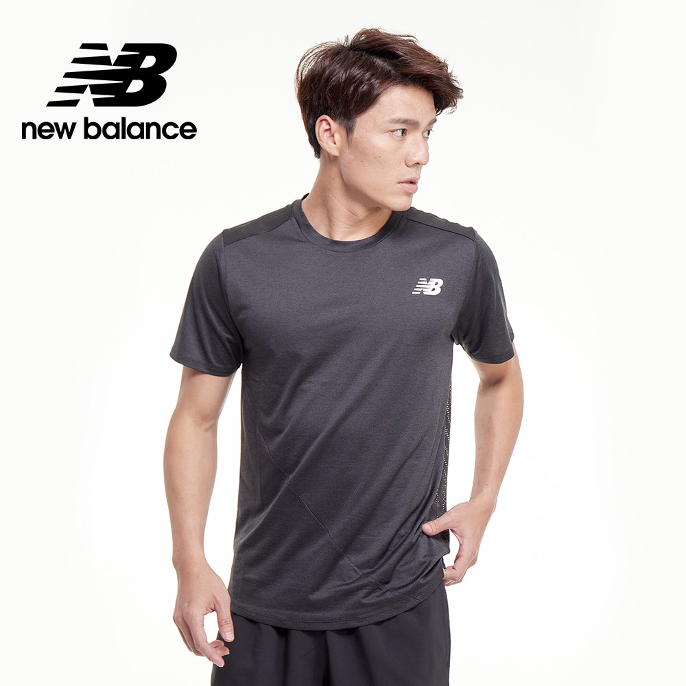 【New Balance】NB ICE 異材質拼接短袖上衣_男性_黑色_AMT03222BK